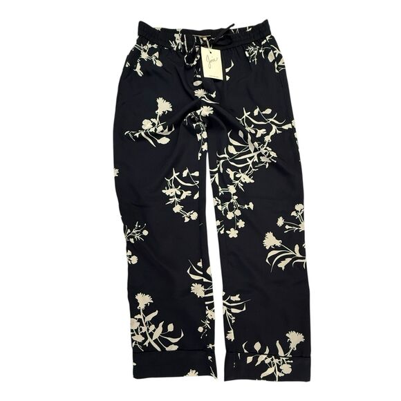NEW JOIE Daltona Floral Print Wide Leg Pant Women Size Medium Navy Blue Palazzo - Picture 3 of 13